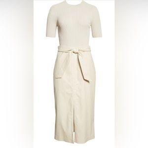 NWT Ted Baker London Midi Dress Knitted/Faux Leather